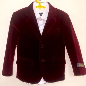 BOYS RED VELVET BLAZER 2T-3T